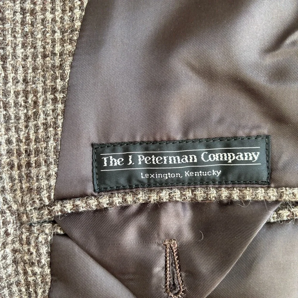 NWOT Vintage The J. Peterman Wool Havana Blazer Sport Coat 44R Brown Made in USA
